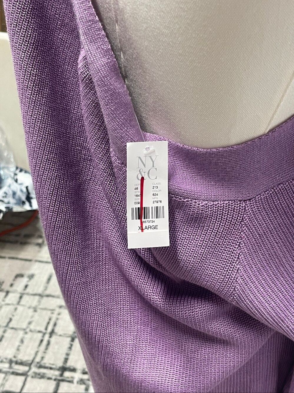 NWT New York & Company XL Lavender One Shoulder Bow Tie Knit Sweater Top - Picture 7 of 8
